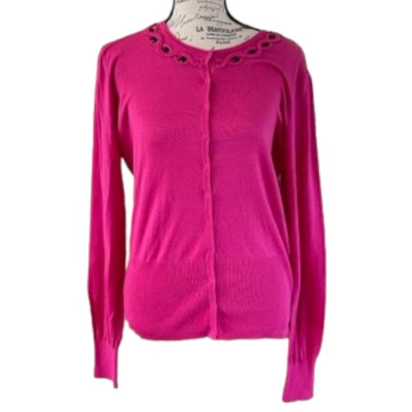 T Tahari Fern Cardigan with black beads - Picture 1 of 6